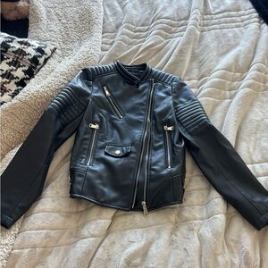 Zara Black Leather Biker Jacket